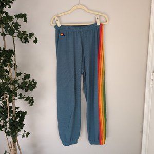 Aviator Nation 6 Stripe Sweatpant - Blue Serape Rainbow